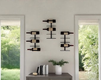 Modern Metal Wall Mounted Wine Rack – Minimalist Bottle Holder for Home Bar & Kitchen