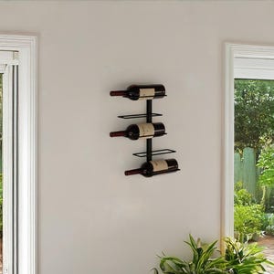 5-Bottle Wall Mounted Wine Rack – Modern Minimalist Metal Wine Holder for Home Bar/Kitchen