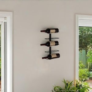 Line 5-Bottle Wall-Mounted Wine Rack – Modern Metal Wine Rack | Minimalist Black Wine Holder
