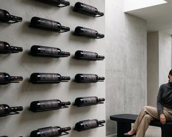 Wall Mounted Wine Rack, Modular Metal Bottle Holder, Minimalist Wine Storage, Build Your Own Wine Wall