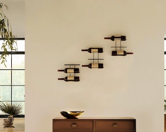 Wall Mounted Wine Rack – Matte Black Metal Modular Bottle Shelf, Modern Minimalist Design