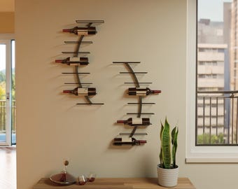 Portabottiglie da parete – Portabottiglie da vino in metallo moderno e minimalista / Design curvo