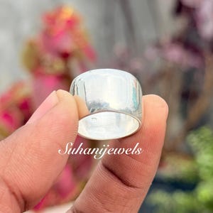 Wide Dome Band Ring in 925 Sterling Silver, Chunky Cigar Style Ring, Minimal Statement Ring, Unisex Gift