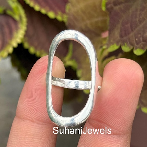 Handmade Sterling Silver Oval Ring | Minimalist Geometric Statement Jewelry