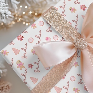 Personalized Christmas Paper Holiday Wrapping Custom Gingerbread Design Wrap Birthday Present Name Packaging Unique Gift Decoration Festive Pattern Special Present Covering Quality Printing Roll Custom Name Feature Child Holiday Memory