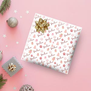 Custom Wrapping Paper Personalized Holiday Design Christmas Gift Packaging Gingerbread Pattern Feature Child Name Print Festive Present Cover Special Birthday Wrapping Unique Gift Experience Quality Paper Material Winter Celebration Package
