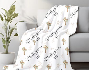 Bible Scripture Blanket, Velveteen Soft throw Philippians 4:13