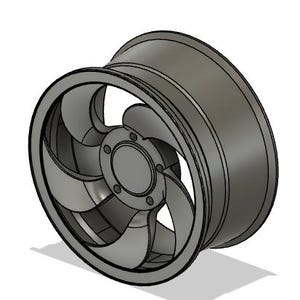 May include: A gray alloy wheel with a multi-spoke design. The wheel features a central hub with multiple bolt holes and a curved rim. The spokes have a curved, fan-like shape. The wheel is designed for a vehicle.