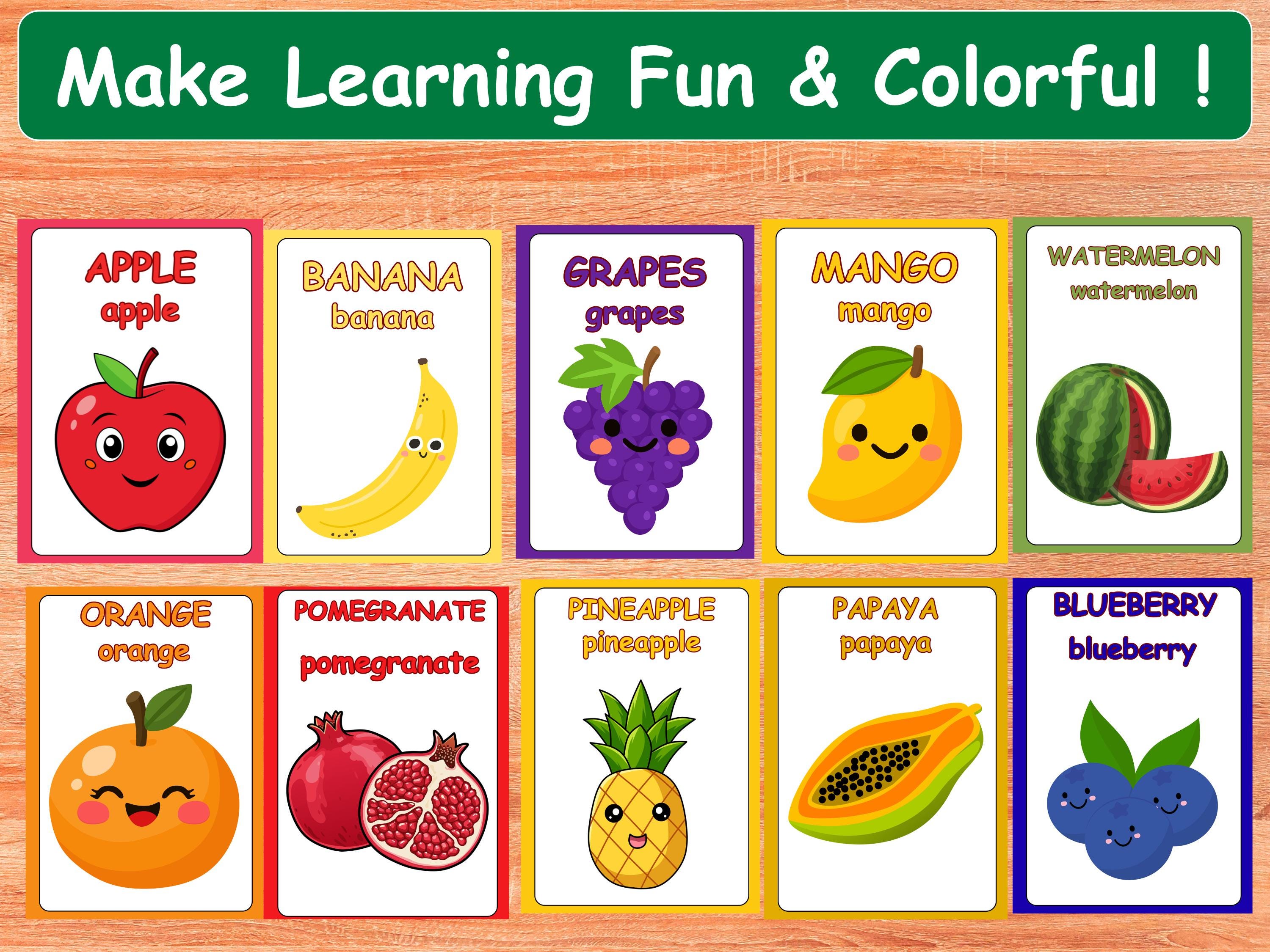 Fruit Flash Cards for Kids Printable, Toddler Preschool Learning ...