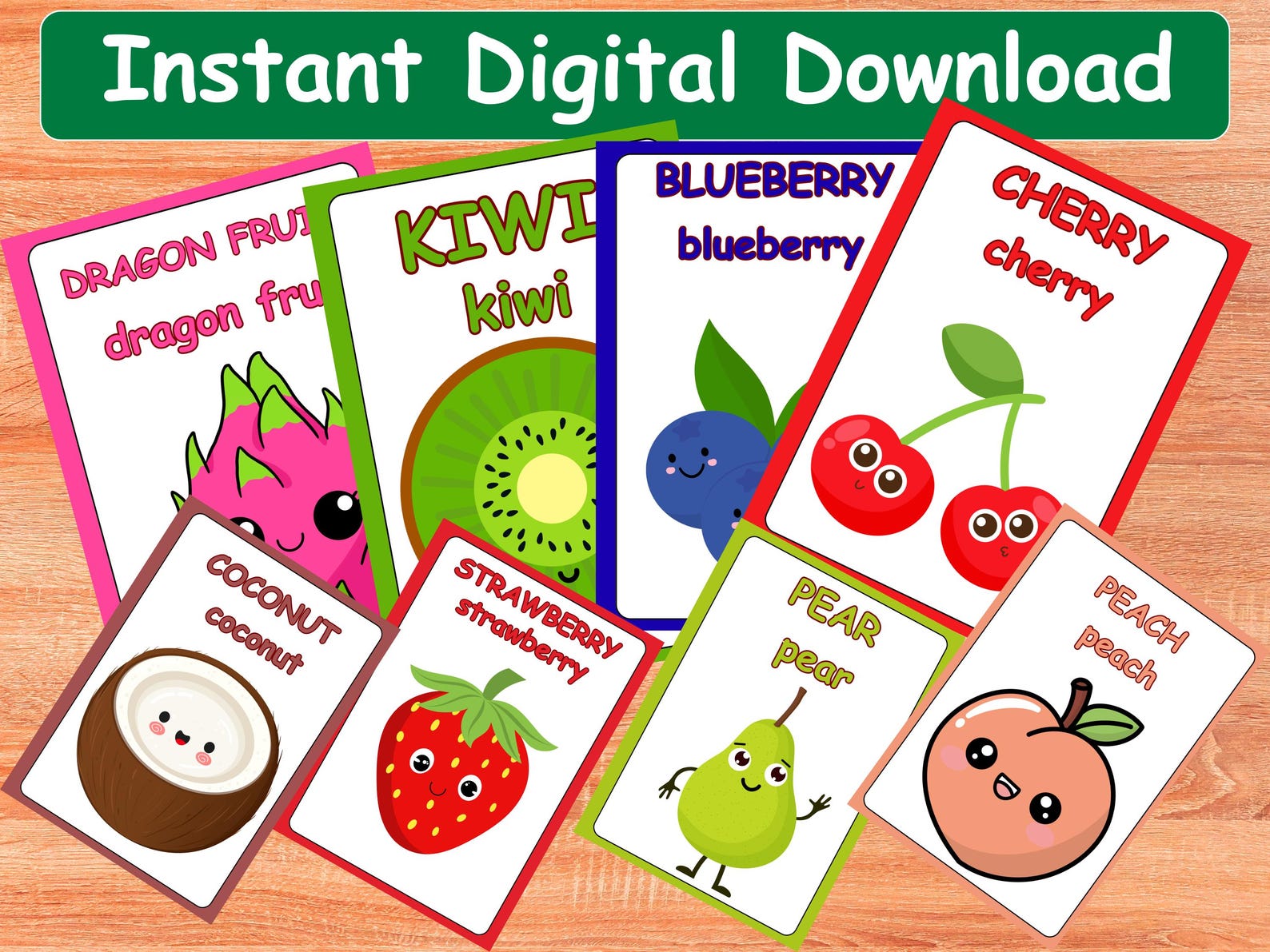 Fruit Flash Cards for Kids Printable, Toddler Preschool Learning ...
