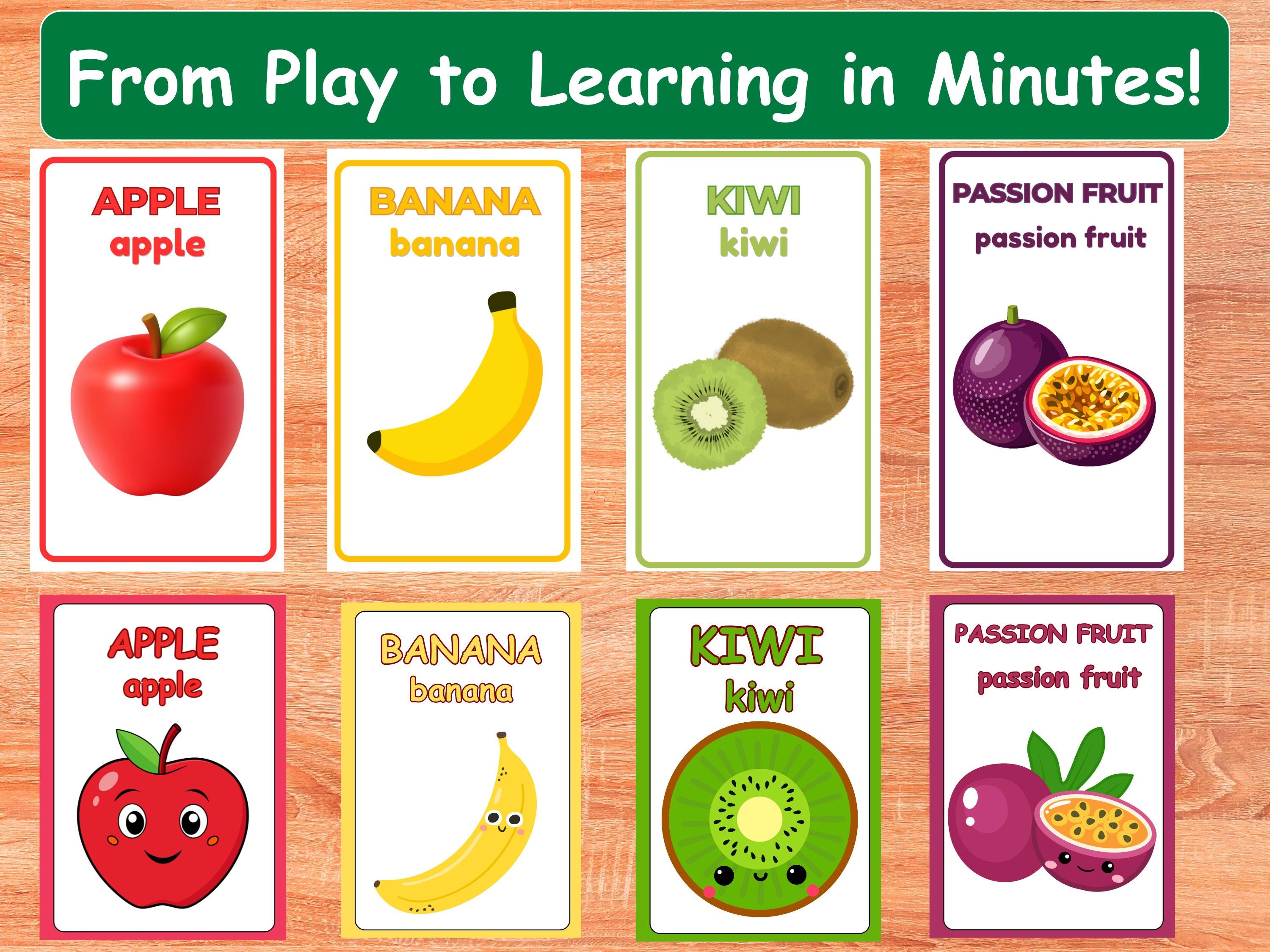 Fruit Flash Cards for Kids Printable, Toddler Preschool Learning ...