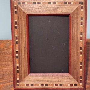 5&quot; x 7&quot; Handmade Picture Frame - Black Walnut, with Cherry, Maple, Shedua, and Padauk Inlay