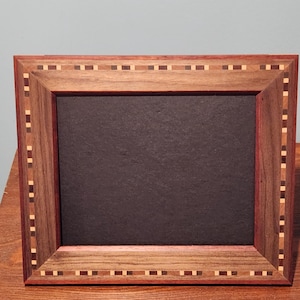 8&quot;x10&quot; Hand Crafted Wood Picture Frame - Black Walnut with Padauk, Cherry, Black Walnut, and Maple Inlay
