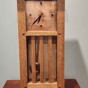 Handgjord mantelklocka i Arts and Crafts-stil (Mission) - Quartersawn vit ek