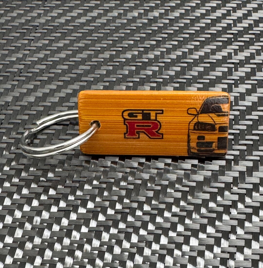 Nissan Skyline R34 GTR Keychain – Bamboo Wood JDM Rear View Keyring Car ...