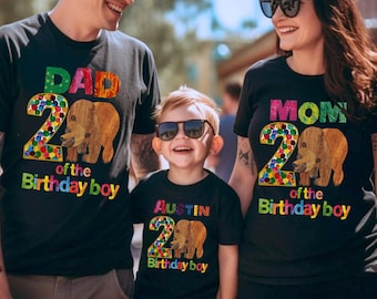 Personalized Brown Bear 2nd Birthday Family Shirts - Mommy, Daddy & Birthday Boy Matching Set