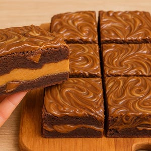 Thick Peanut Butter Chocolate Brownie Cookie Bar Recipe | Stuffed Gourmet Cookie Bars | Printable Dessert Recipe Download