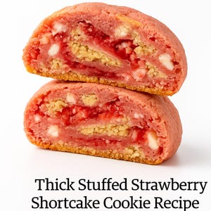 Dicke Gefüllte Erdbeer-Shortcake-Plätzchen-Rezept | New Yorker Stil | Feinschmecker-Bäckerei Keks | Druckbares digitales Dessert-Rezept
