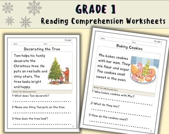Christmas Winter Reading Comprehension Worksheets | Grades 1-3 (Digital Download)