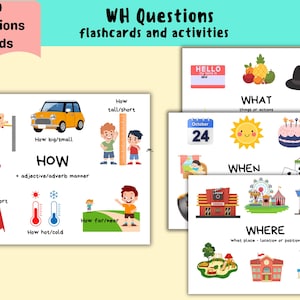English Question Words Flashcards | ESL Grammar Posters (Digital Download)