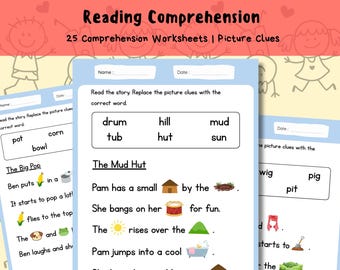 Reading Comprehension Kindergarten Worksheet | Sentence Reading with Picture Clues | Elementary Grade 1 Exercise