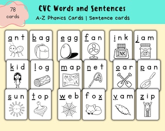 Tarjetas didácticas de palabras CVC, material imprimible de fonética, lectura para jardín de infancia (descarga en PDF)