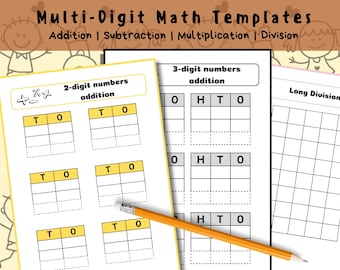 Editable Math Templates: Addition, Subtraction, Multiplication, Division (Digital Download)