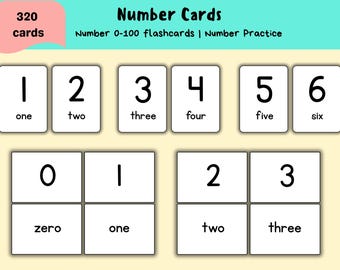 Number cards 0-100 Printable, Montessori Math (Instant Download)