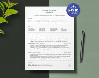 ATS Resume Template for Professionals | Word & Google Docs | Instant Download, ATS Compatible