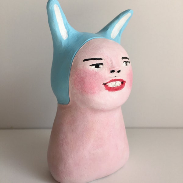 Original clay sculpture // Bunny no. 41 // clay figurine // art doll bust figure