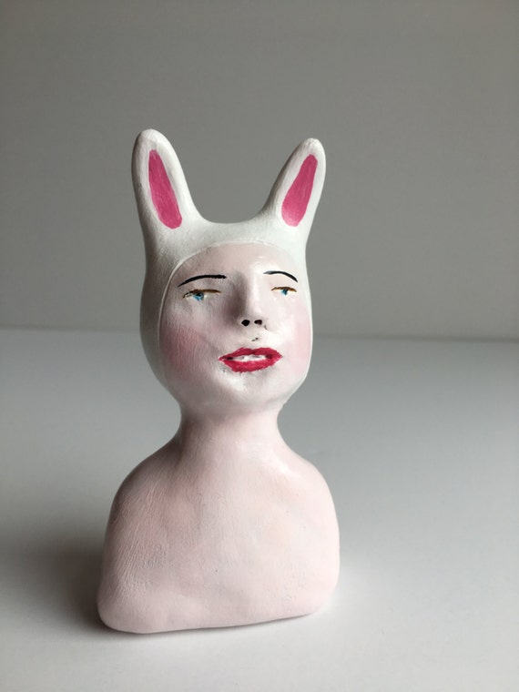 Bunny no. 65 original clay sculpture figurine Etsy