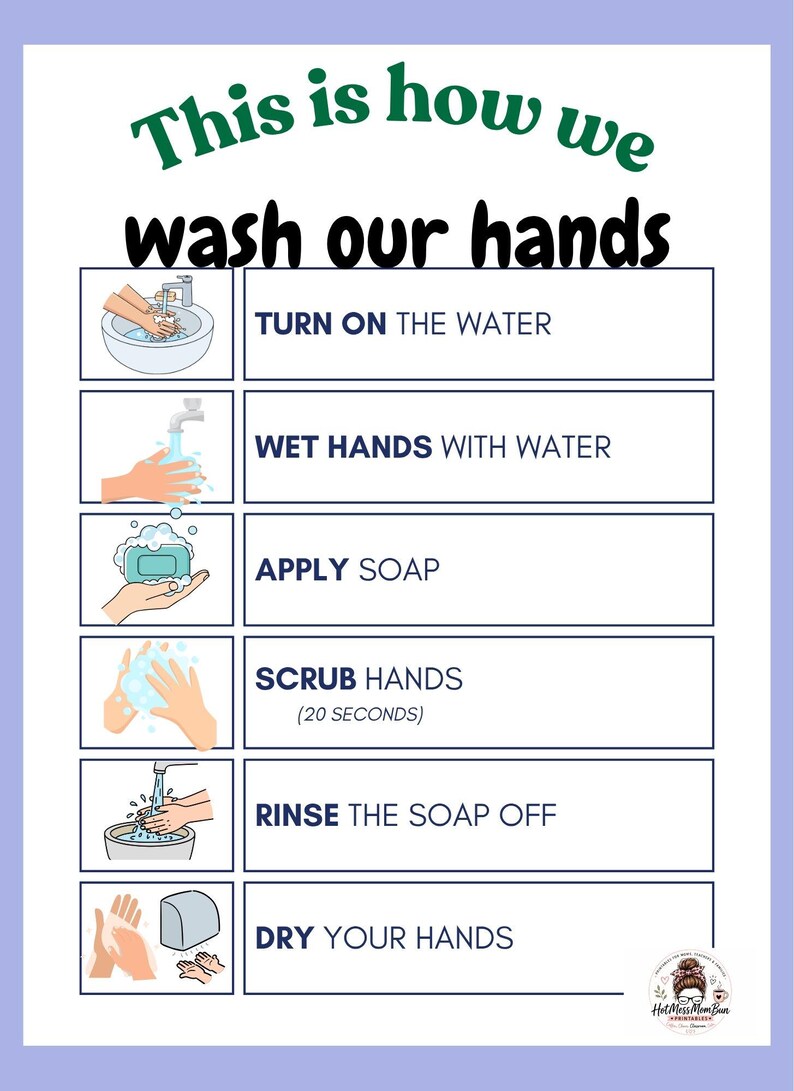 Hand Washing Steps Poster | Autism Bathroom Routine Chart (digital ...