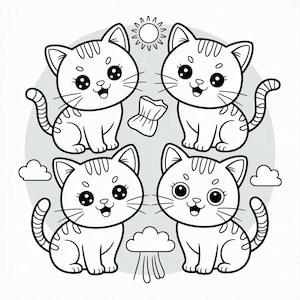 cute cartoon-style cat characters, each showing a different personality or emotion like smiling, sad, lonely, depressed, and crying