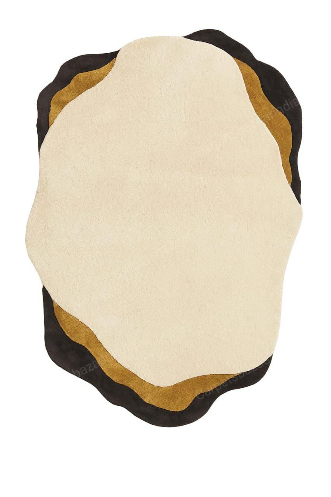 Hand Tufted Modern Irregular Rug Beige Gold & Brown| Handmade Wool Rug ...
