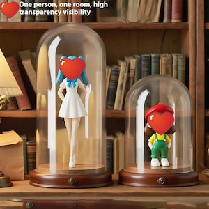 Glass Display Dome with Base, Collectible Storage Case, Transparent Figurine Display Box, Home Decoration Showcase, Black or White
