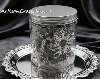 Vintage Schmuck Blind Glas - Überraschungs-Schatzkiste mit Ringen, Ohrringen, Halsketten und Armbändern - Perfektes Geschenk für Frauen, Geschenk der Überraschung