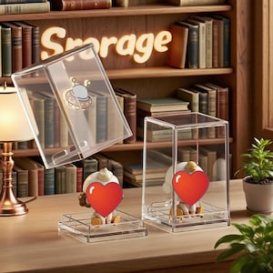 Crystal Clear Display Case 7.5×7.5×12.3cm for Figures and Dolls, Acrylic Dustproof Showcase Box, Mini Collectible Organizer Gift