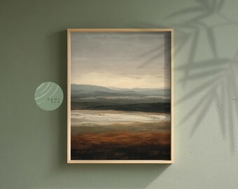Japandi Abstract Print: Landscape Zen Wall Art, Calming Blue & Neutrals Decor, Nature (Digital Download) | Layered Calm No. 1