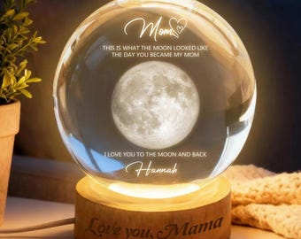 Custom Moon Phase First Mothers Day, Crystal Ball Night Light, First Mothers Day Gift For New Mom, First Time Mom Gift, Mother's Day Gift