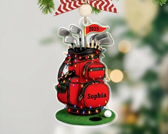 Personalized Golf Bag Ornament 2025, Custom Name Golf Lover Gift, Gifts for Golf Dad, Pro Golfer Xmas Keepsake, Golf Club Christmas Decor