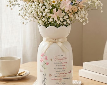 Daughter Gift From Mom, Personalized To My Daughter Flower Vase, Mother's Day Gift for Daughter, First Mother's Day Gifts, New Mom Gift