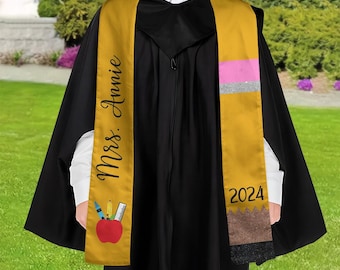Personalized Teacher sash, Personalized African American Stole Graduation Class Of 2026, Teacher Graduation Sash