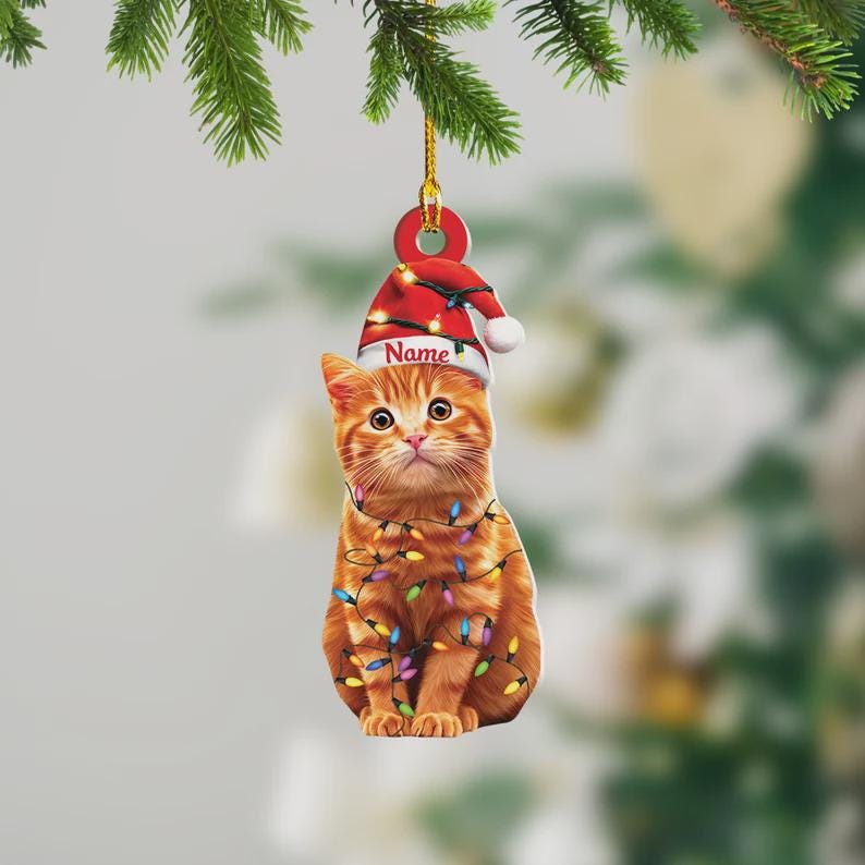 Boule de Noël chat - décoration d'arbre en céramique - décoration pour chat - chat mignon - ornement de tournée - Noël E - fichues saisons - y avait-il des souvenirs - France