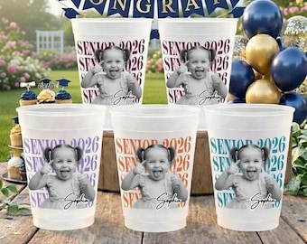 Custom Graduation Frosted Cup 2026, Personalized Photo Senior Cup, Class of 2026 Party Cups, Grad Party Decor, High School Graduation Gift