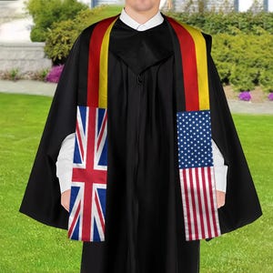 Personalized Flag Graduation Stole Nation Graduation Sash Class Of 2026 Stoles Mixed Flags Graduation Stoles