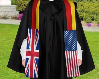 Personalized Flag Graduation Stole Nation Graduation Sash Class Of 2026 Stoles Mixed Flags Graduation Stoles