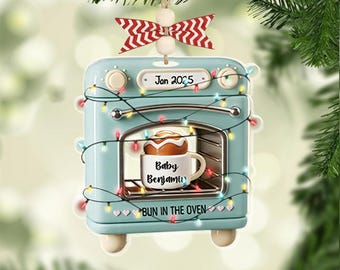 Bun In Oven Christmas Acrylic Ornament, 2D FLAT Expecting Baby, Mom To Be Christmas Ornament, Pregnancy Announcement Ornament, New Mom Gifts