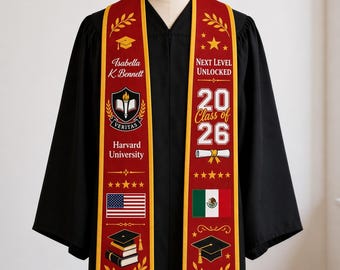 Custom Embroidered Graduation Stole 2026, Personalized Name Sash, College Graduation Stole, Class of 2026 Gift, Graduation Outfit Accessory