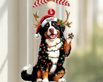Personalized Bernese Mountain Dog Christmas Lights Ornament, Bernese Mountain Dog Ornament, Bernese Mountain Dog Lover, Berner Lover Gift