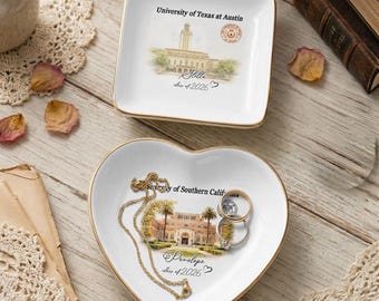 Custom University College Logo Ring Dish,Personalised College Logo Ring Dish,Graduation University Jewelry Dish, Graduation Gift 2026